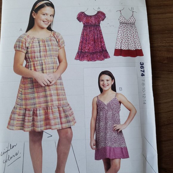 Girls Dress Sewing Pattern Empire Waist Size 7-14 Kwik Sew 3674 UNCUT - Picture 8 of 8